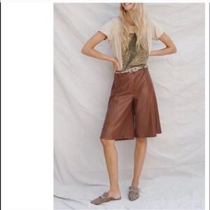 Avec Les Filles Brown Faux Leather Culottes Pants